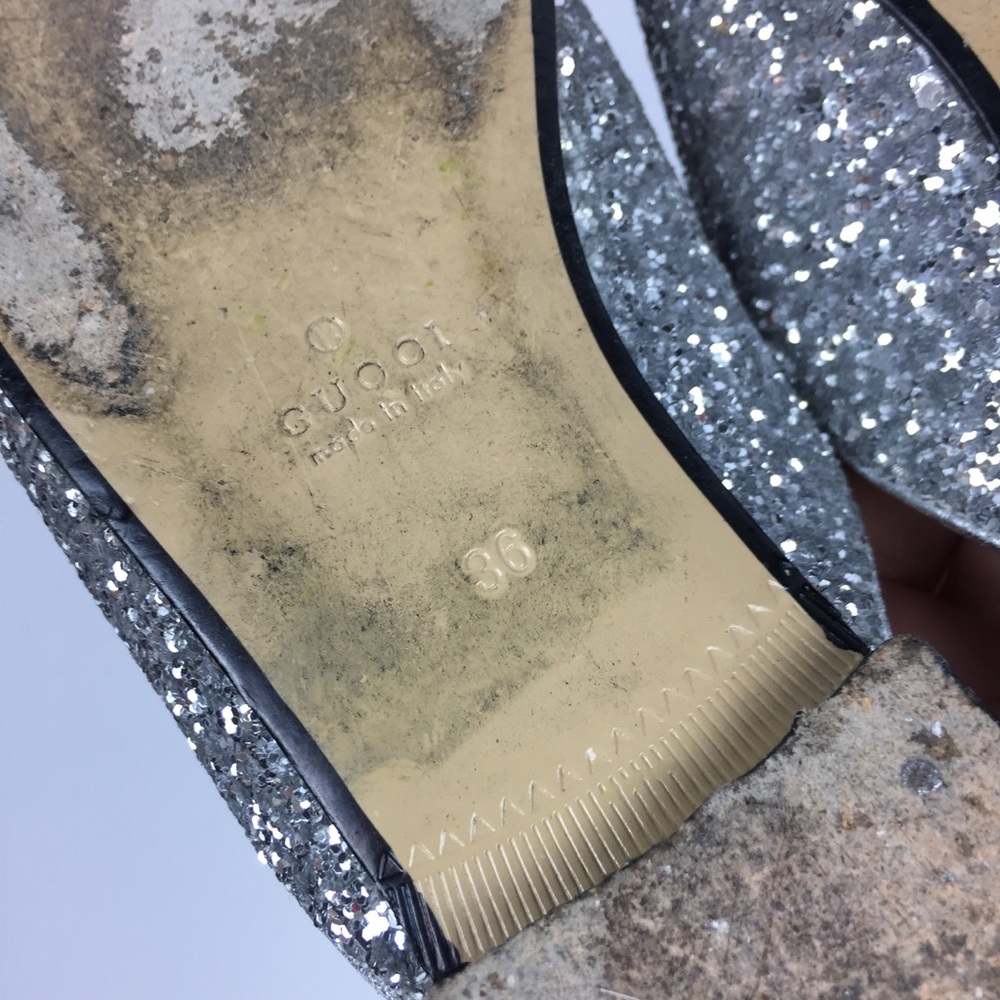 GUCCI Silver Glitter Princetown Mules \\ Sz 36 - Picture 8 of 8